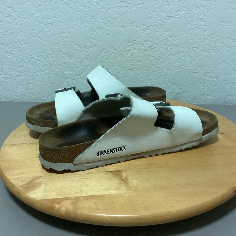 Birkenstock Arizona White Leather Double Strap Comfort Sandals‎ Women US 8-8.5